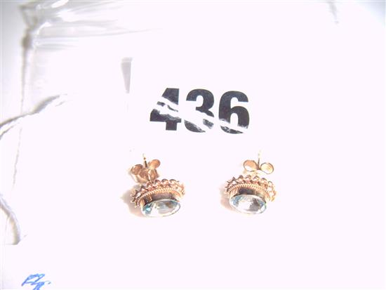 Pair of 9ct gold and aquamarine stud earrings